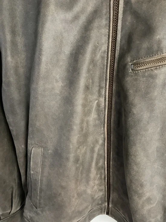 Quince Women's 100% Leather Oversized Bomber Jacket Distressed Brown M - Picture 4 of 5